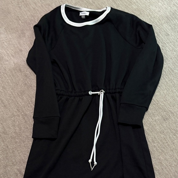 Calvin Klein Dresses & Skirts - Calvin Klein Black Long Sleeve Dress with White Tie Trim